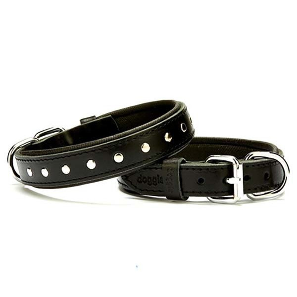 Doggie 2.5x45 Cm Comfort Deri Rivetli Boyun Tasması Medium Siyah | Köpek Boyun Tasması