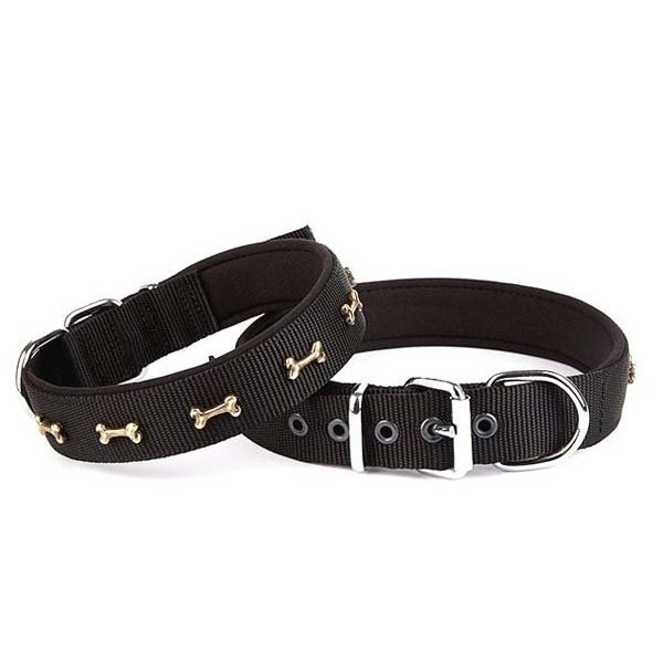 Doggie 2,5x50 Cm Comfort Dokuma Kemikli Boyun Tasması Large Siyah | Köpek Boyun Tasması