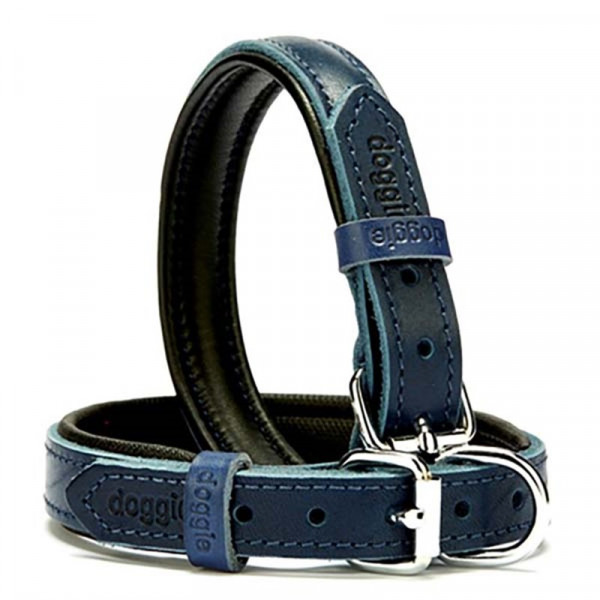 Doggie 2x30-35 Cm Yumuşak Firstclass Deri Boyun Tasması Royalblue | Köpek Boyun Tasması