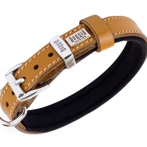 Doggie 2x35 40 Cm Konfor Deri Sade Boyun Tasması Camel | Köpek Boyun Tasması