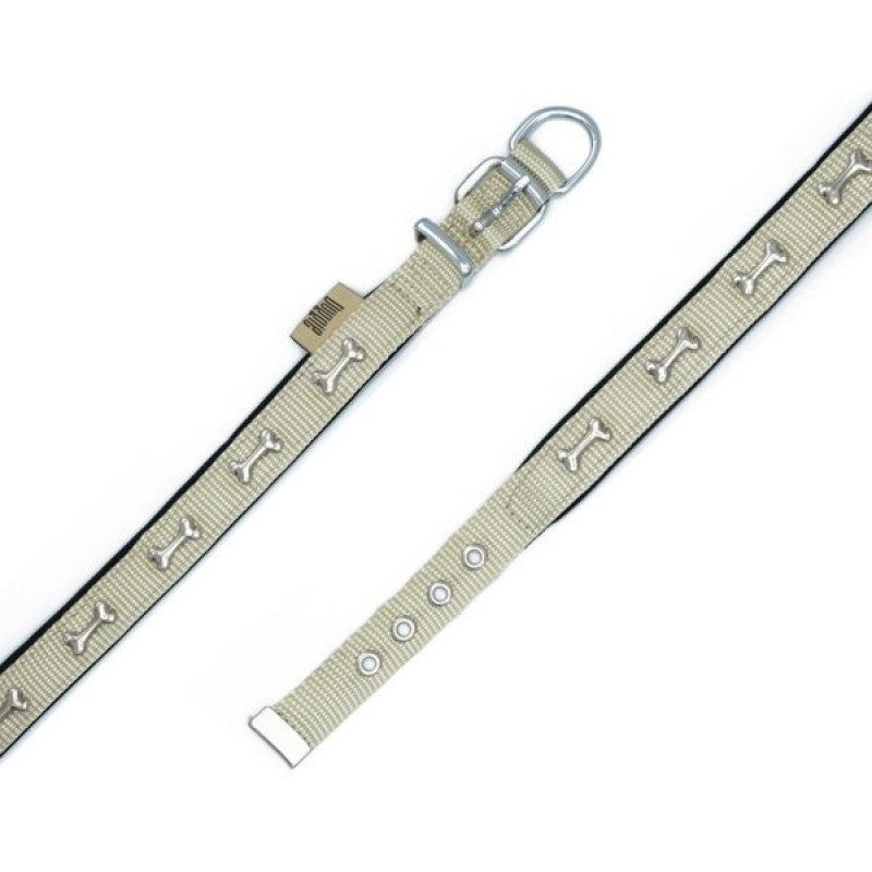 Doggie 2x35-40 Cm Konfor Dokuma Kemikli Boyun Tasması Haki Medium | Köpek Boyun Tasması