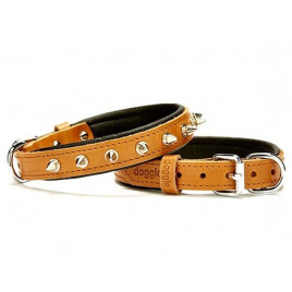 2x35 Cm Comfort Deri Çivili Boyun Tasması Small Camel | Köpek Boyun Tasması