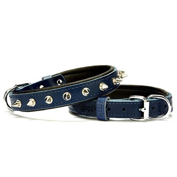 Doggie 2x35 Cm Comfort Deri Çivili Boyun Tasması Small Mavi | Köpek Boyun Tasması