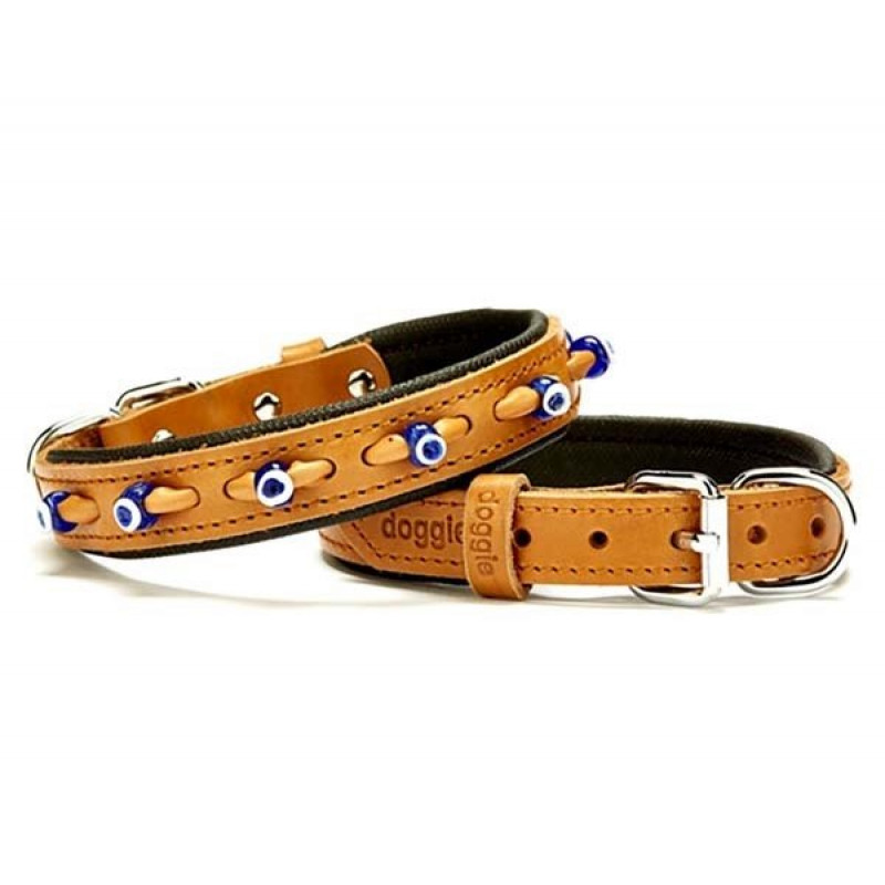 Doggie 2x35 Cm Comfort Deri Nazar Boncuklu Boyun Tasması Small Camel | Köpek Boyun Tasması Doggie 2x35 Cm Comfort Deri Nazar Boncuklu Boyun Tasması Small Camel | Köpek Boyun Tasması