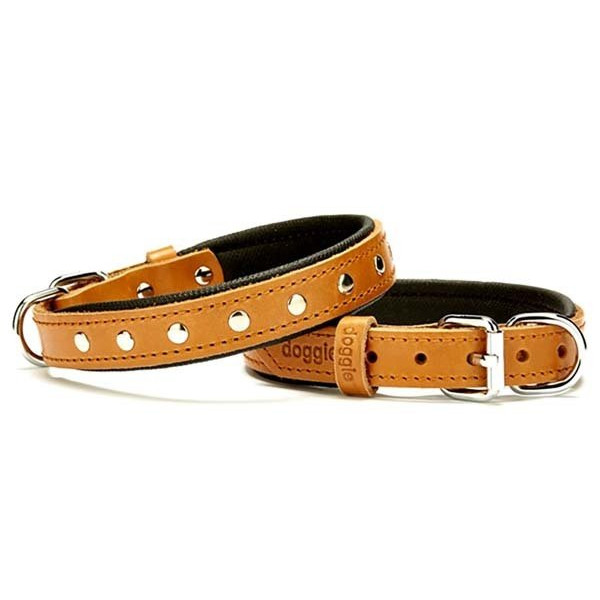 Doggie 2x35 Cm Comfort Deri Rivetli Boyun Tasması Small Camel | Köpek Boyun Tasması