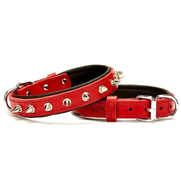 Doggie 2x40 Cm Comfort Deri Çivili Boyun Tasması Medium Kırmızı | Köpek Boyun Tasması