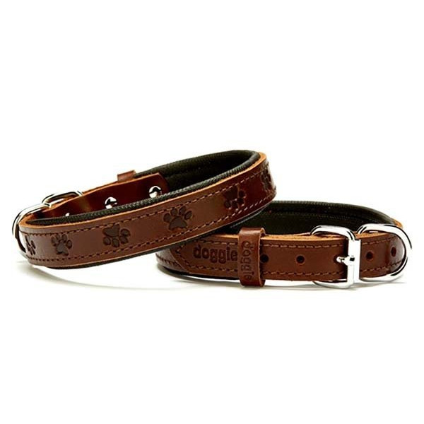 Doggie 2x40 Cm Comfort Deri Pati Desenli Boyun Tasması Medium Kahverengi | Köpek Boyun Tasması