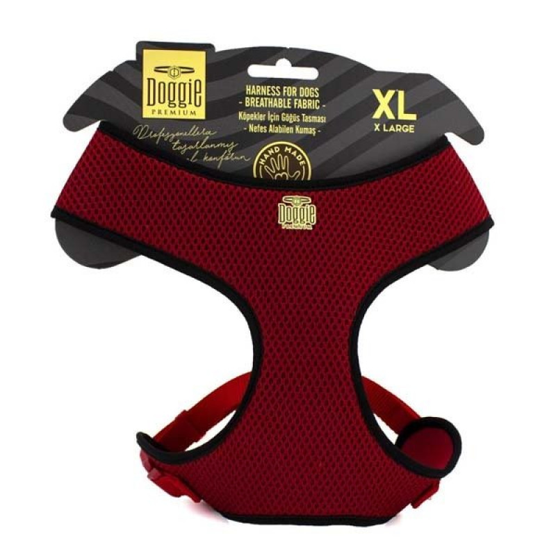 Doggie 2x50-65 Cm Dokuma Havalı Junior Göğüs Tasma Kırmızı | Köpek Göğüs Tasması