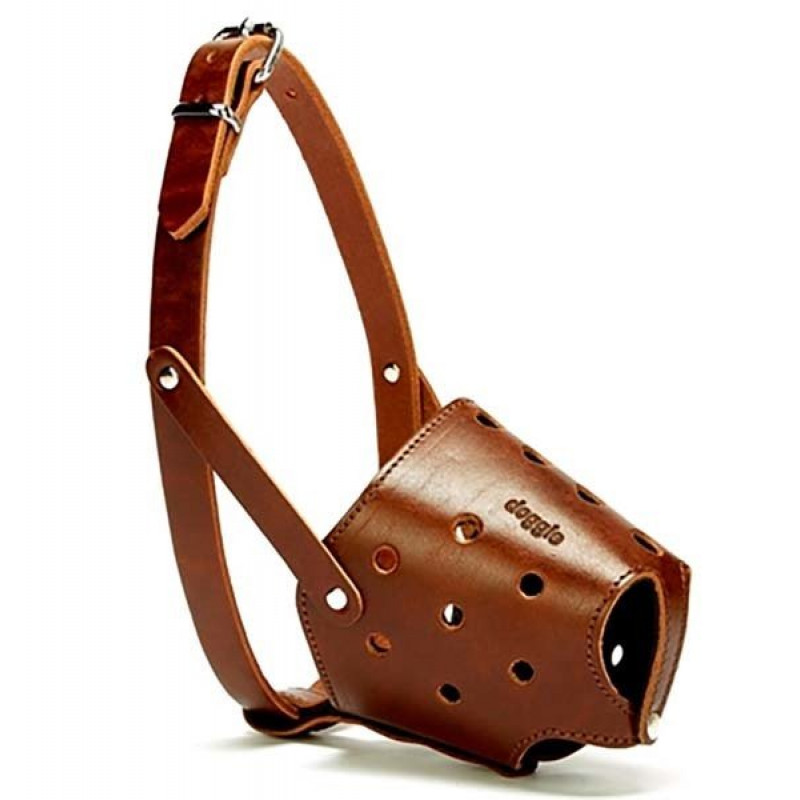 Doggie 2x80-80cm Kısa Burun Koruma Deri Ağızlık Brown | Köpek Ağızlığı