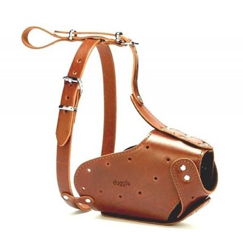 Doggie 2x80-80cm Uzun Burun Koruma Deri Ağızlık Brown | Köpek Ağızlığı