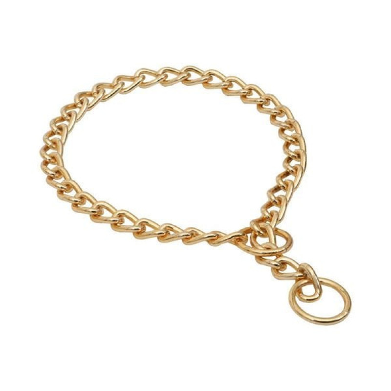 Doggie 3,5X55 55 Cm Altın Rengi Zincir Boğmalı Tasma | Köpek Eğitim Tasması