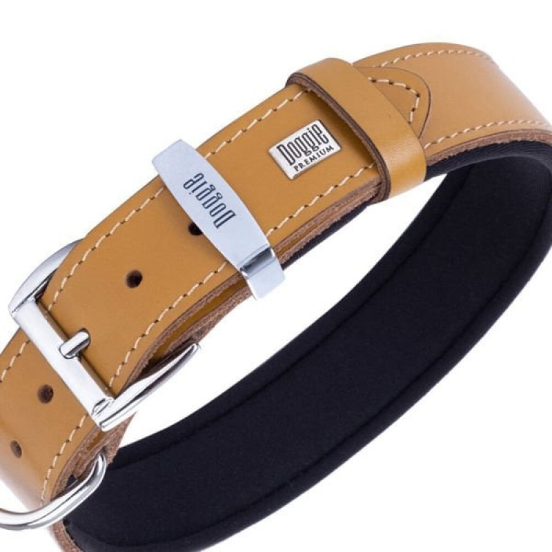 Doggie 3.5x55 Cm Comfort Deri Kemik Desenli Boyun Tasması Medium Camel | Köpek Boyun Tasması