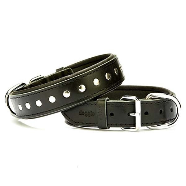 Doggie 3.5x55 Cm Comfort Deri Rivetli Boyun Tasması Medium Siyah | Köpek Boyun Tasması