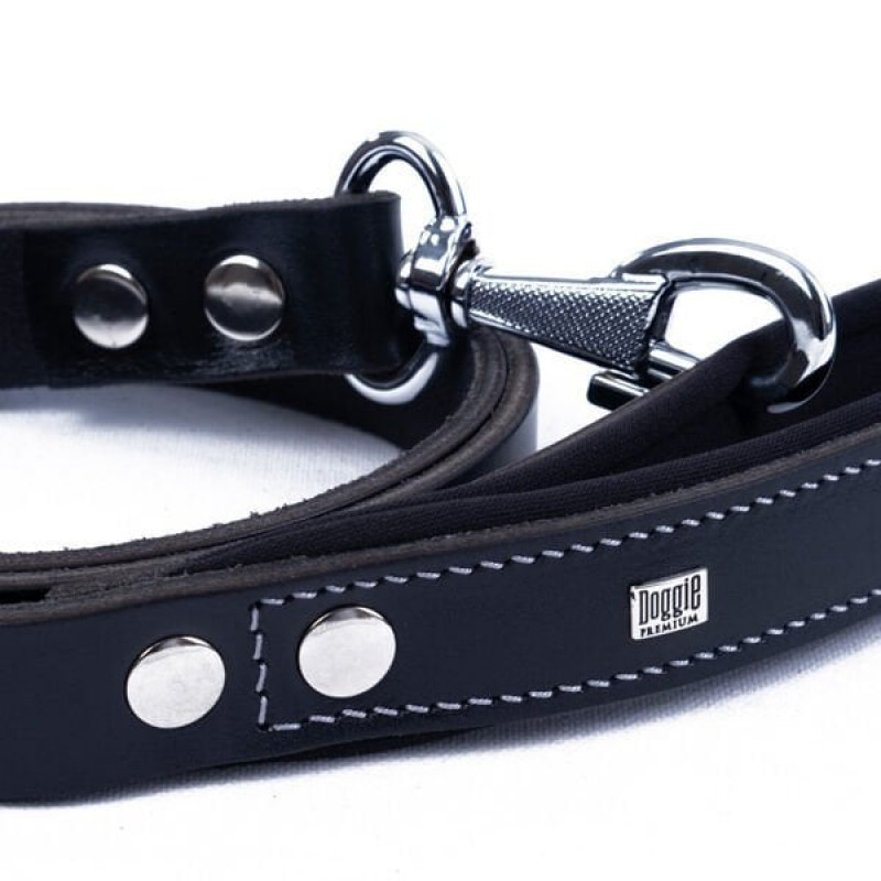 Doggie 3x100 cm Konfor Klasik Deri Gezdirme Black | Köpek Gezdirme Tasması