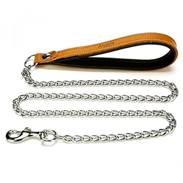 Doggie 3x110 Cm Konfor Deri Saplı Zincirli Gezdirme Camel | Köpek Gezdirme Tasması