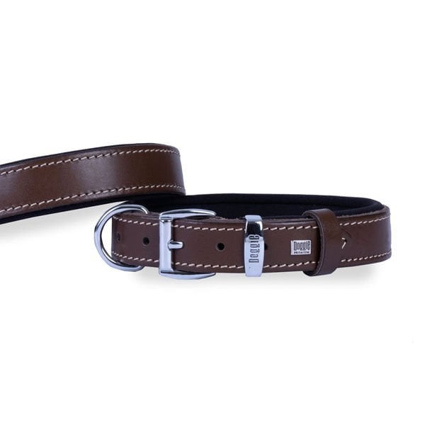 Doggie 3x42 50 Cm Konfor Deri Sade Boyun Tasması Kahverengi | Köpek Boyun Tasması