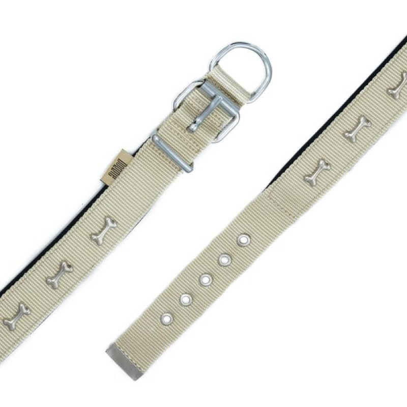 Doggie 3x42-50 Cm Konfor Dokuma Kemikli Boyun Tasması Haki Medium | Köpek Boyun Tasması