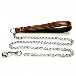 4,5x80 Cm Konfor Deri Saplı Zincirli Gezdirme Kahverengi | Köpek Gezdirme Tasması 4,5x80 Cm Konfor Deri Saplı Zincirli Gezdirme Kahverengi | Köpek Gezdirme Tasması
