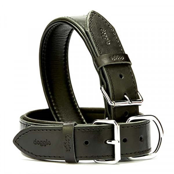 Doggie 4x47-55 Cm Yumuşak Pedli Firstclass Deri Boyun Tasma Siyah | Köpek Boyun Tasması