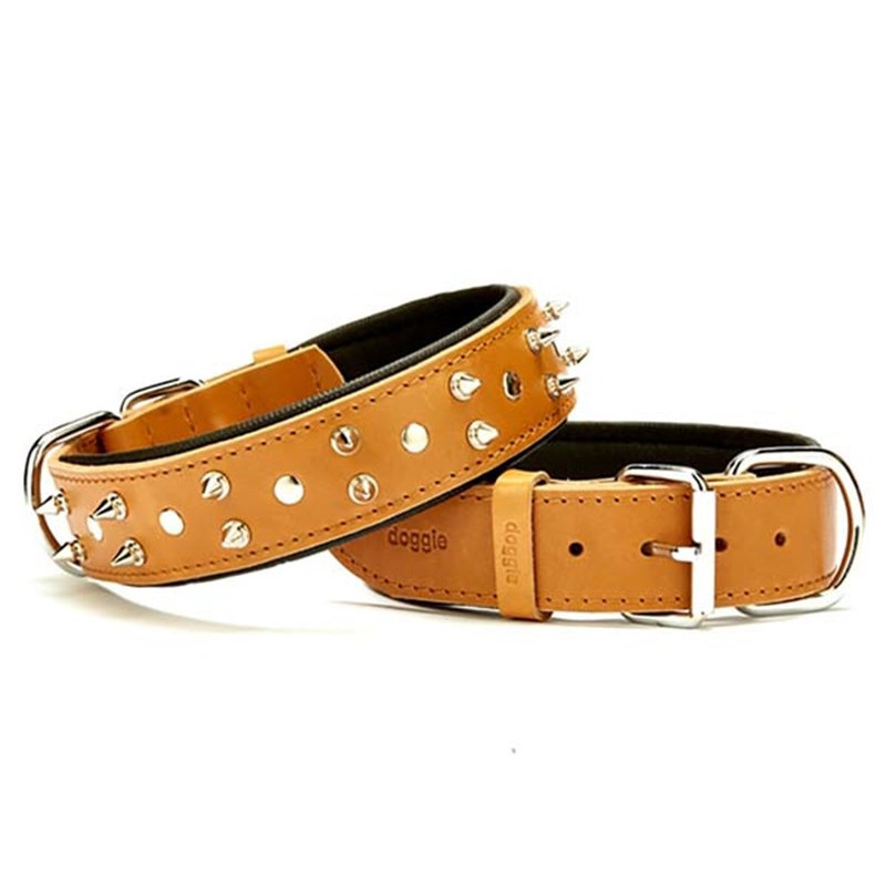 Doggie 4x52-60 Cm Çift Kat Deri Güçlü Çivili Boyun Tasma Camel | Köpek Boyun Tasması Doggie 4x52-60 Cm Çift Kat Deri Güçlü Çivili Boyun Tasma Camel | Köpek Boyun Tasması