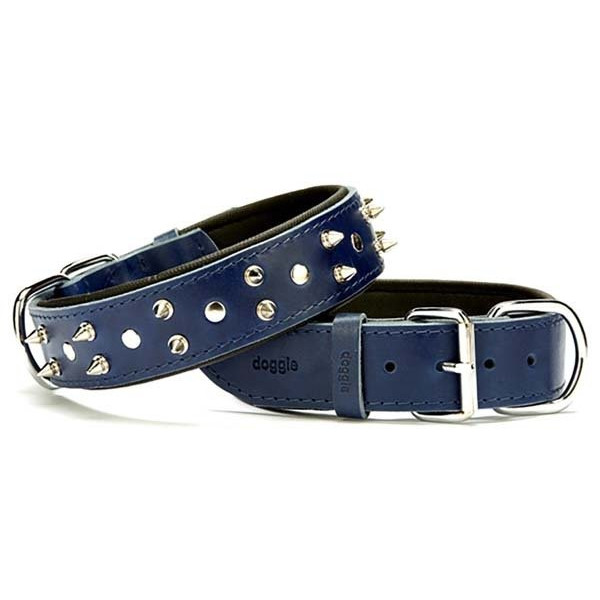 Doggie 4x55 Cm Comfort Deri Çivili Boyun Tasması Small Mavi | Köpek Boyun Tasması