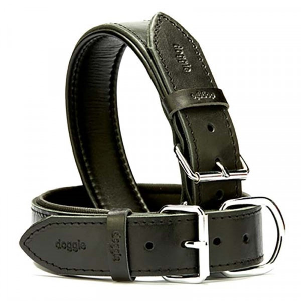 Doggie 4x57-65 Cm Yumuşak Pedli Firstclass Deri Boyun Tasması Black | Köpek Boyun Tasması