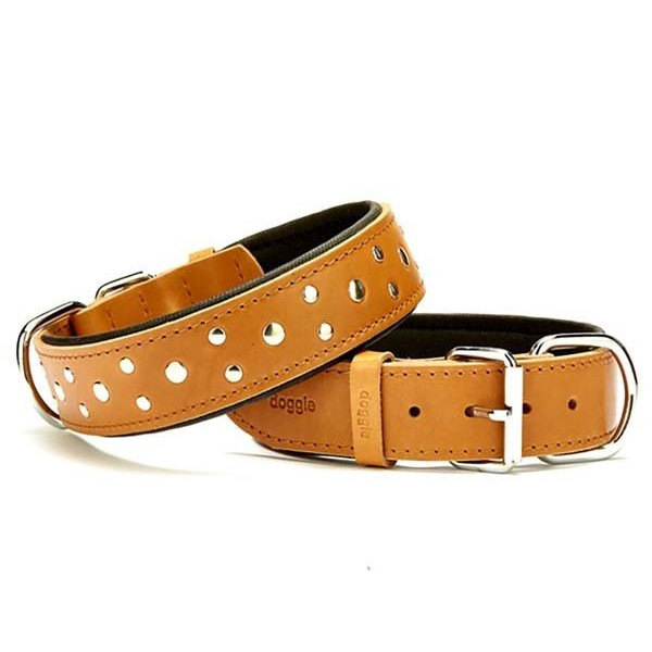 Doggie 4x60 Cm Comfort Deri Rivetli Boyun Tasması Medium Camel | Köpek Boyun Tasması