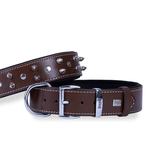 Doggie 4x65 Cm Comfort Deri Çivili Boyun Tasması Large Kahverengi | Köpek Boyun Tasması