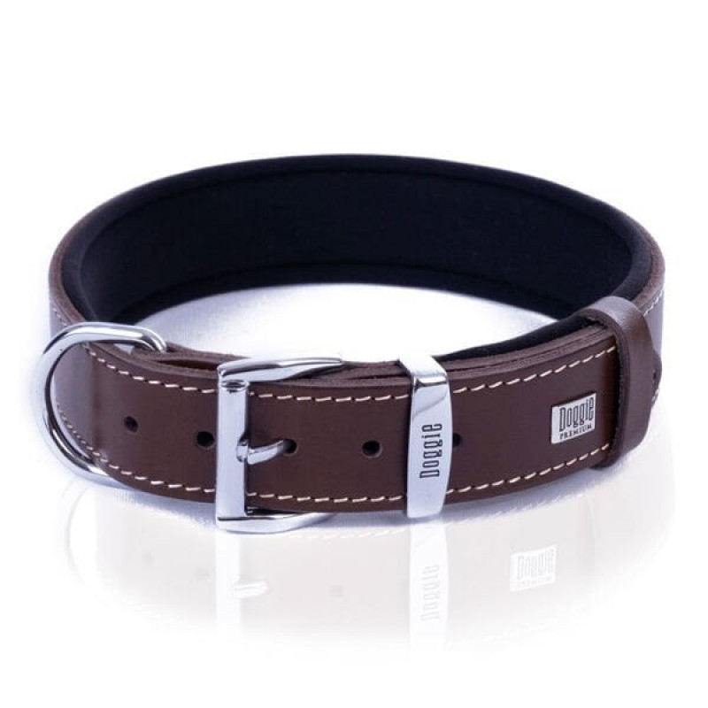 Doggie 4x65 Cm Comfort Deri Nazar Boncuklu Boyun Tasması Large Kahverengi | Köpek Boyun Tasması