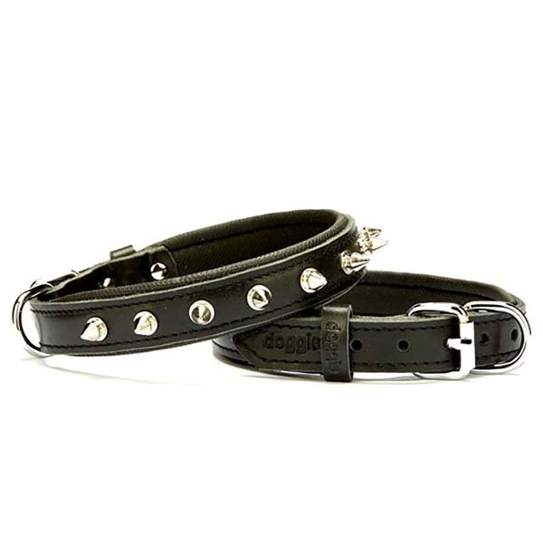 Doggie Com 2x35 Cmfort Deri Çivili Boyun Tasması Small Siyah | Köpek Boyun Tasması