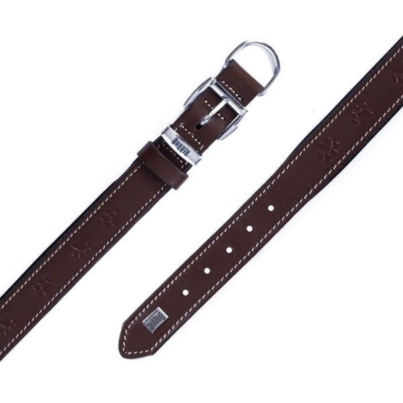 Doggie L Comfort Deri Pati Desenli Boyun Tasması Kahverengi 3.5x52-60 Cm | Köpek Boyun Tasması