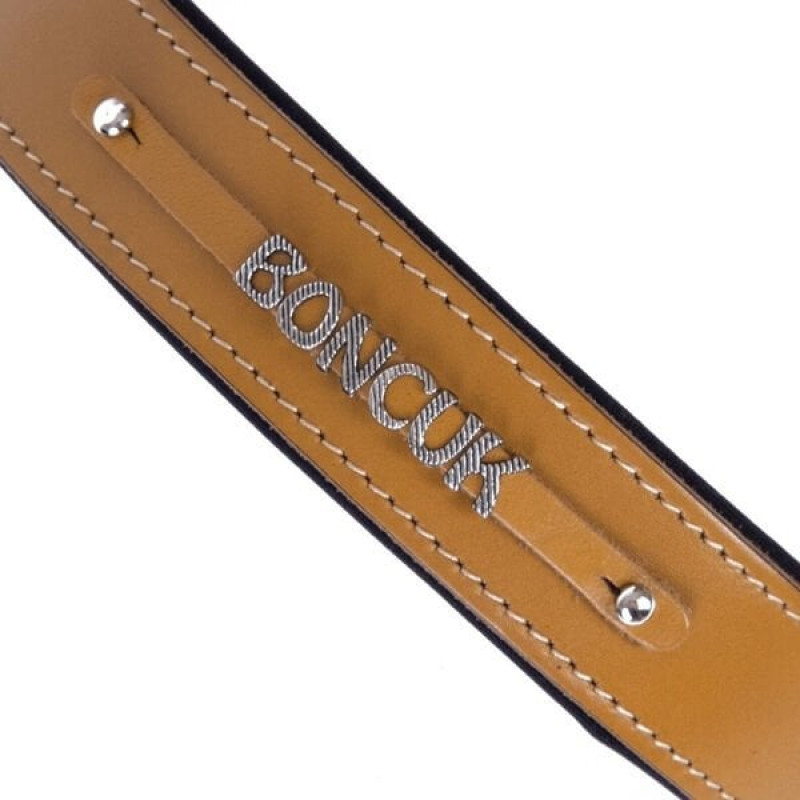 Doggie L Konfor Deri İsimlikli Boyun Tasması Camel 3,5x52-60 Cm | Köpek Boyun Tasması