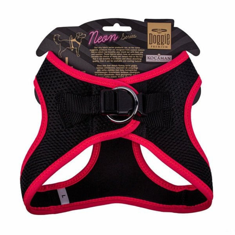 Doggie L Neon Havalı Dokuma Göğüs Tasması Pembe 42-48 Cm | Köpek Göğüs Tasması