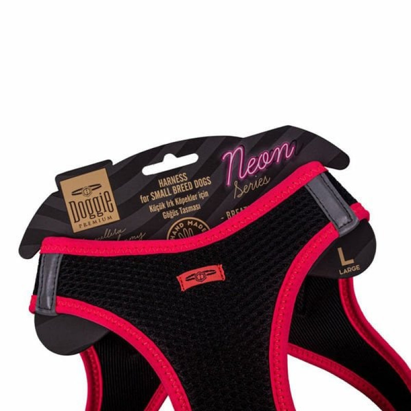 Doggie L Neon Havalı Dokuma Göğüs Tasması Pembe 42-48 Cm | Köpek Göğüs Tasması
