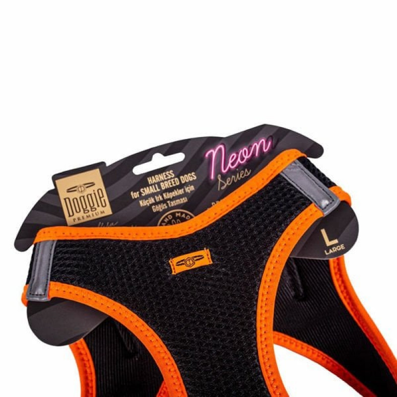 Doggie L Neon Havalı Dokuma Göğüs Tasması Turuncu 42-48 Cm | Köpek Göğüs Tasması