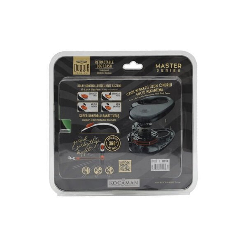 Doggie L Otomatik Tasma Master Seri Black | Otomatik Köpek Tasması