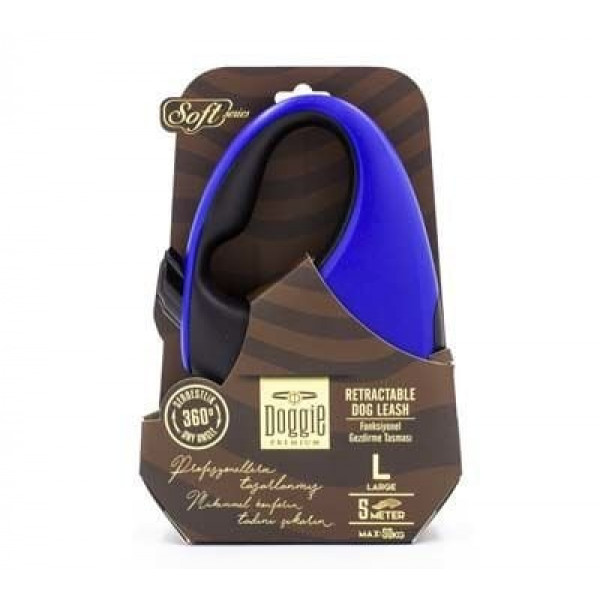Doggie L Otomatik Tasma Soft Seri Blue | Otomatik Köpek Tasması