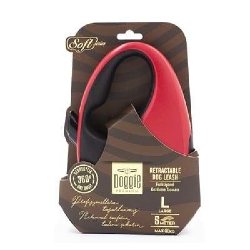 Doggie L Otomatik Tasma Soft Seri Red | Otomatik Köpek Tasması