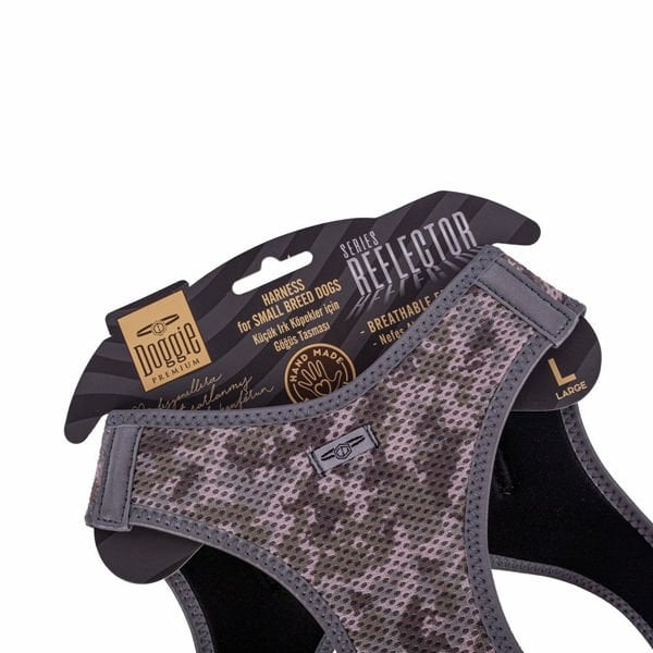 Doggie L Reflektör Havalı Dokuma Göğüs Tasması Kamuflaj 42-48 Cm | Köpek Göğüs Tasması