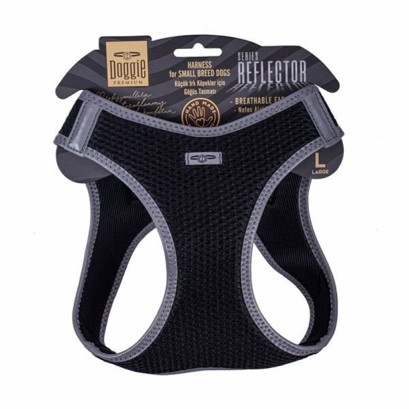 Doggie L Reflektör Havalı Dokuma Göğüs Tasması Siyah 42-48 Cm | Köpek Göğüs Tasması Doggie L Reflektör Havalı Dokuma Göğüs Tasması Siyah 42-48 Cm | Köpek Göğüs Tasması
