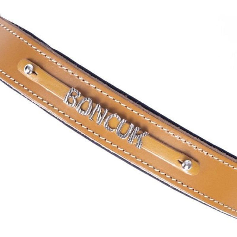 Doggie M Konfor Deri İsimlikli Boyun Tasması Camel 3x47-55 Cm | Köpek Boyun Tasması