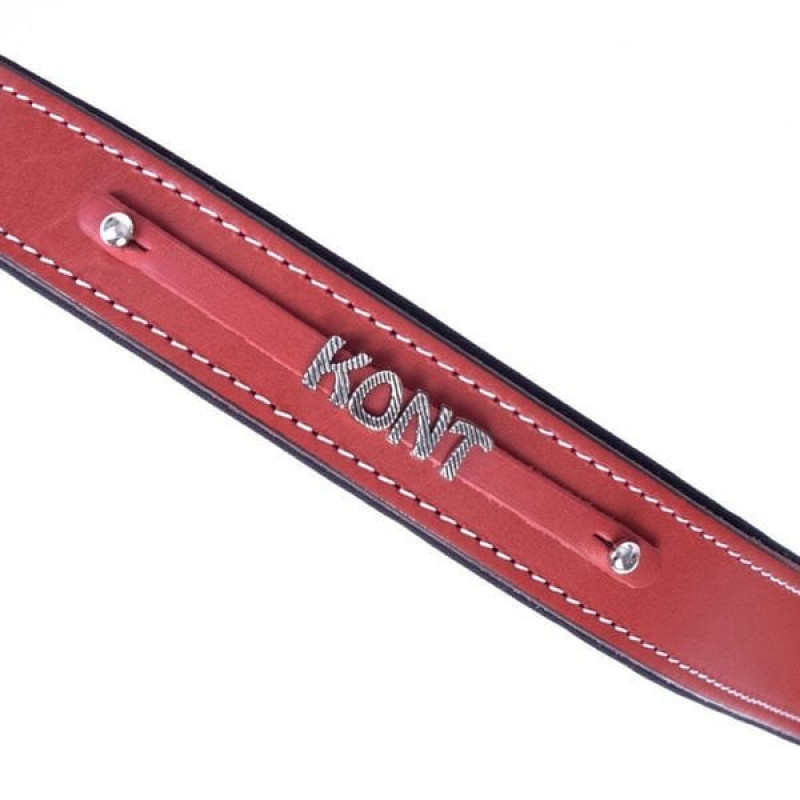 Doggie M Konfor Deri İsimlikli Boyun Tasması Kırmızı 3x42-50 Cm | Köpek Boyun Tasması