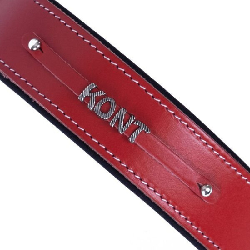 Doggie M Konfor Deri İsimlikli Boyun Tasması Kırmızı 4x52-60 Cm | Köpek Boyun Tasması