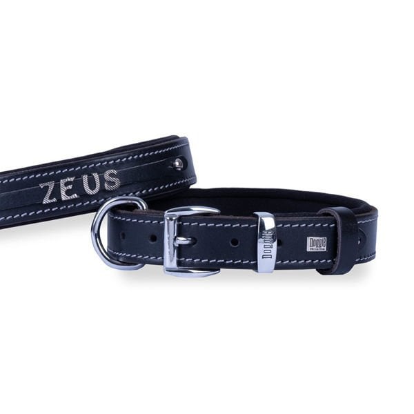 Doggie M Konfor Deri İsimlikli Boyun Tasması Siyah 2.5x37-45 Cm | Köpek Boyun Tasması