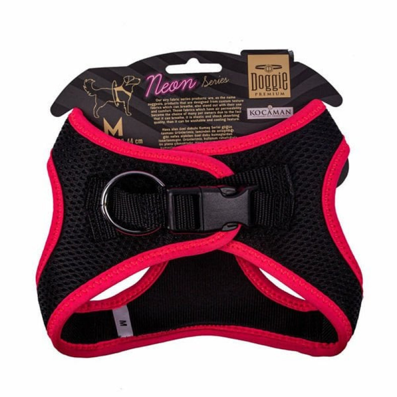 Doggie M Neon Havalı Dokuma Küçük Irk Göğüs Tasması Pembe 38-44 Cm | Köpek Göğüs Tasması