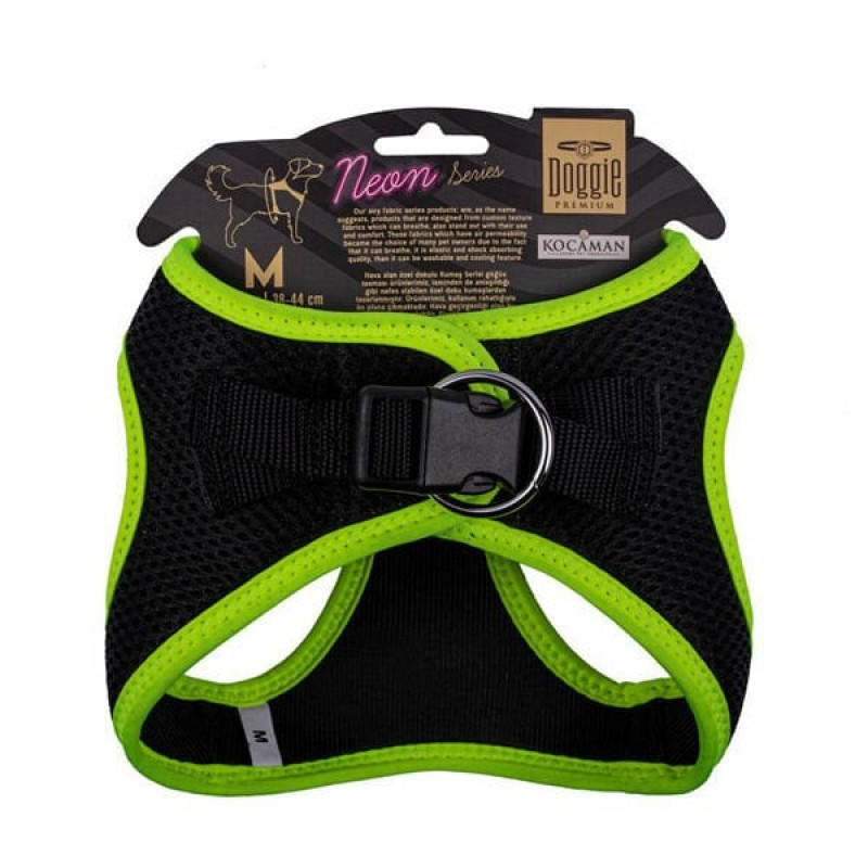 Doggie M Neon Havalı Dokuma Küçük Irk Göğüs Tasması Sarı 38-44 Cm | Köpek Göğüs Tasması