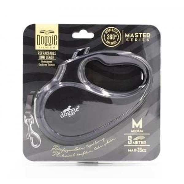 Doggie M Otomatik Tasma Master Seri Black | Otomatik Köpek Tasması