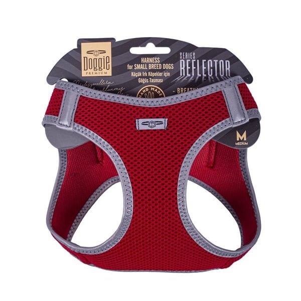 Doggie M Reflektör Havalı Dokuma Göğüs Tasması Kırmızı 38-44 Cm | Köpek Göğüs Tasması