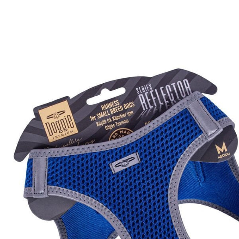 Doggie M Reflektör Havalı Dokuma Göğüs Tasması Mavi 38-44 Cm | Köpek Göğüs Tasması