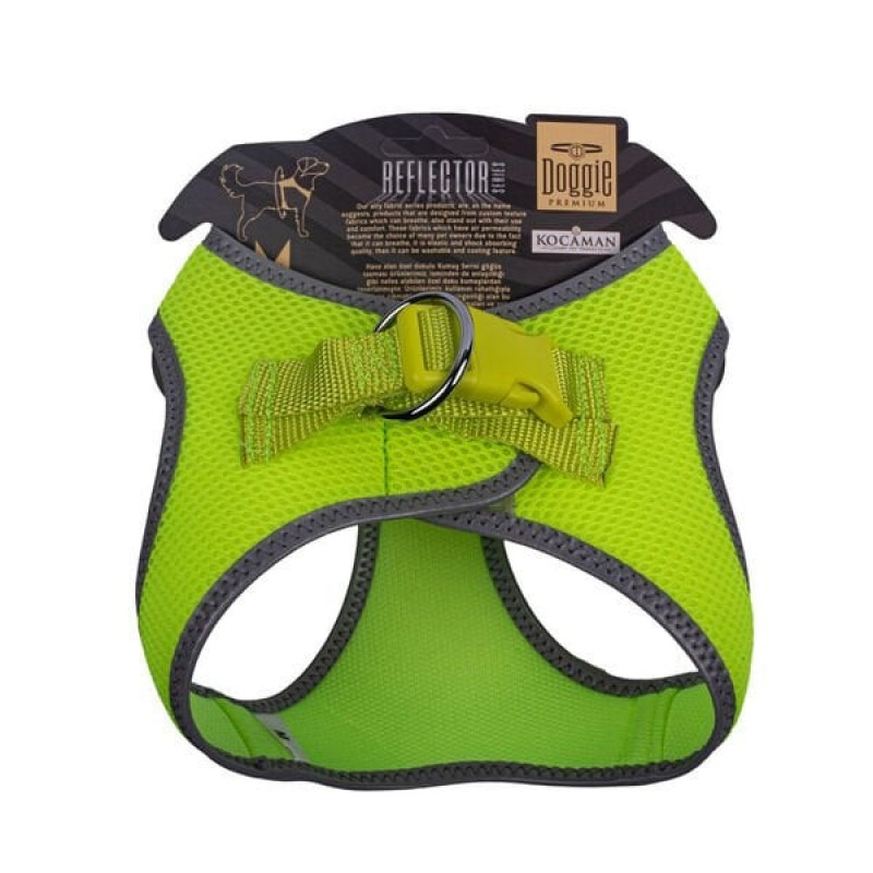 Doggie M Reflektör Havalı Dokuma Göğüs Tasması Sarı 38-44 Cm | Köpek Göğüs Tasması